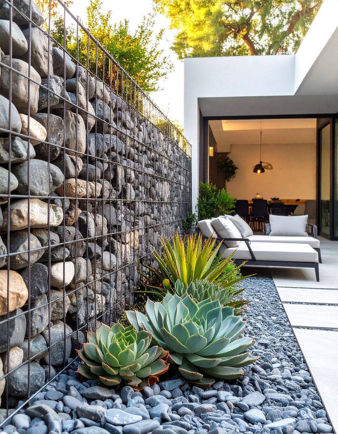 The Gabion Wall Structure - 30 backyard privacy ideas