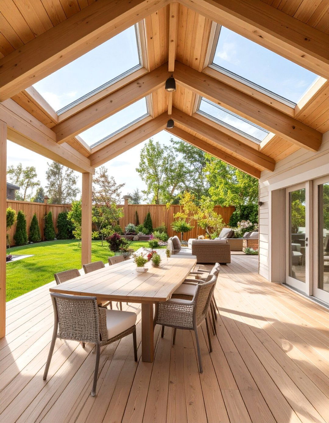 The Gable Roof with Skylights - 30 deck ideas with roof