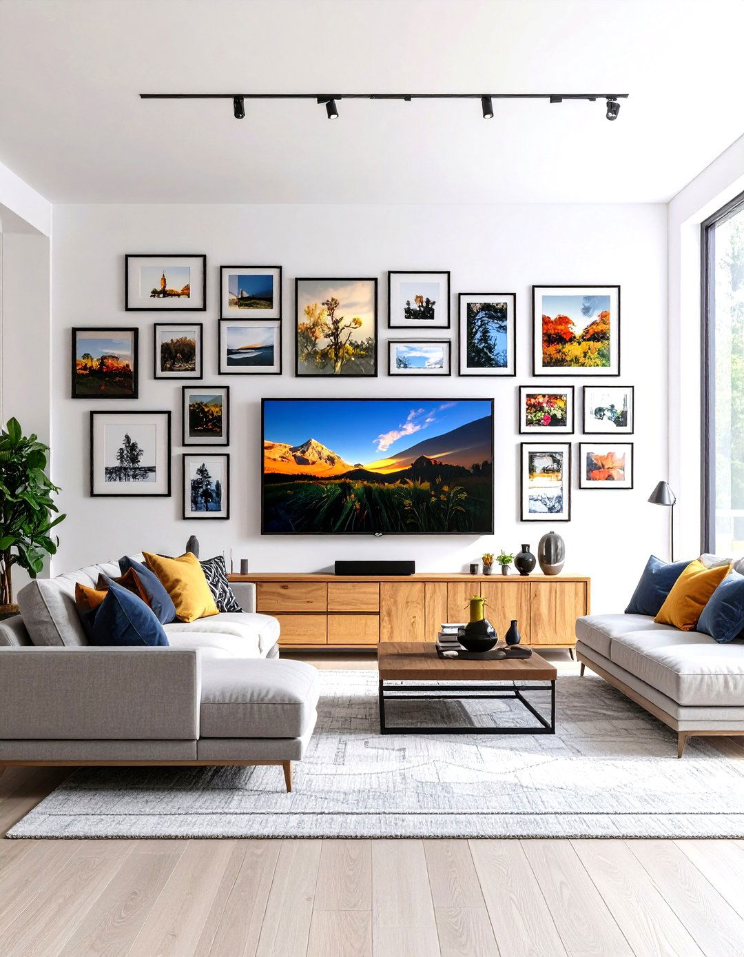 The Gallery Wall Living Room with an Integrated TV - 30 living room ideas with tv
