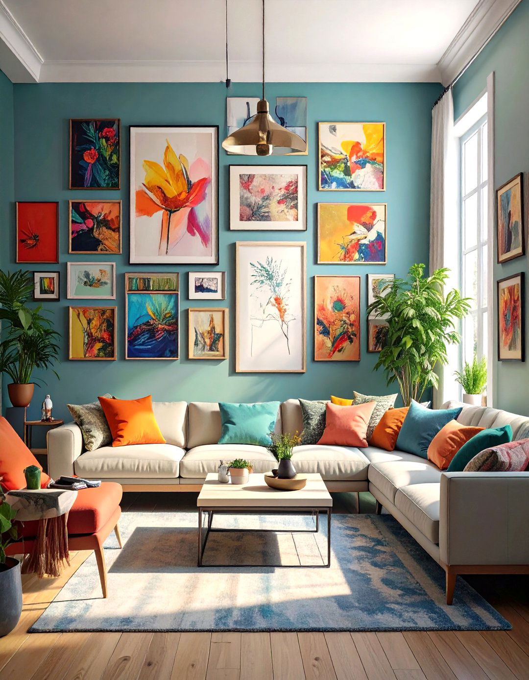 The Gallery Wall Pathway - 30 narrow living room ideas