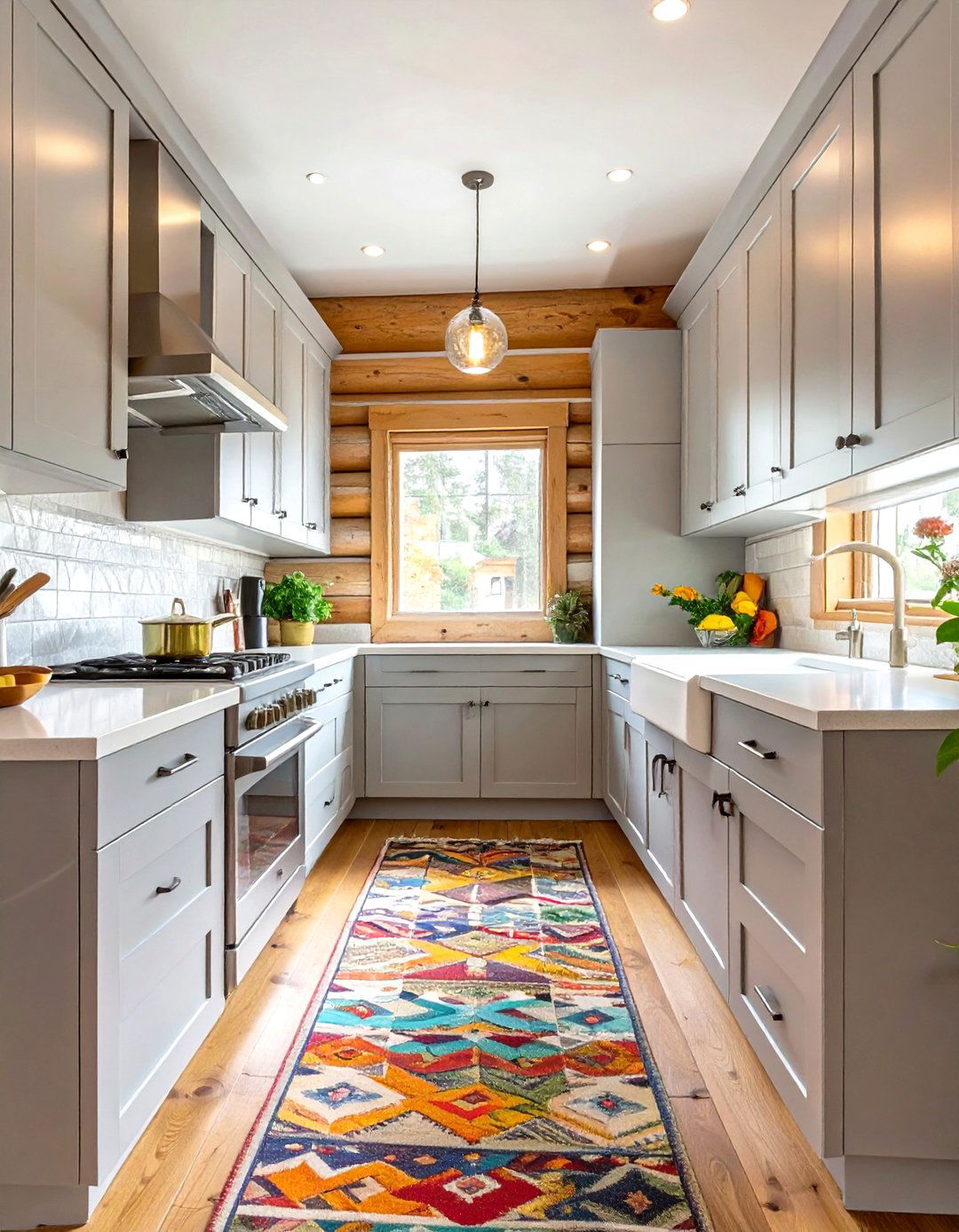 The Galley Kitchen Layout in a Log Cabin - 30 modern log cabin kitchen ideas