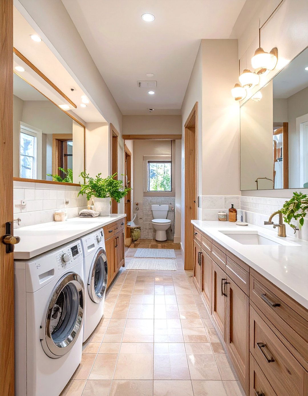 The Galley Style Layout - 30 combination small bathroom and laundry room combo designs