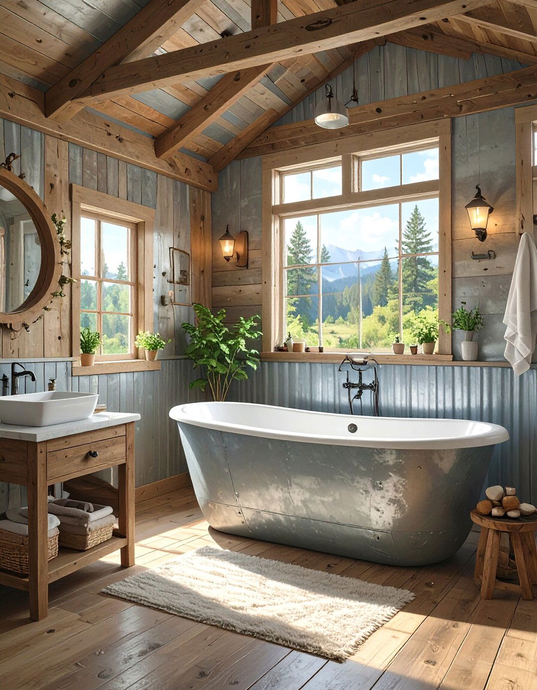 The Galvanized Metal Accents Bathroom - 30 cabin bathroom ideas