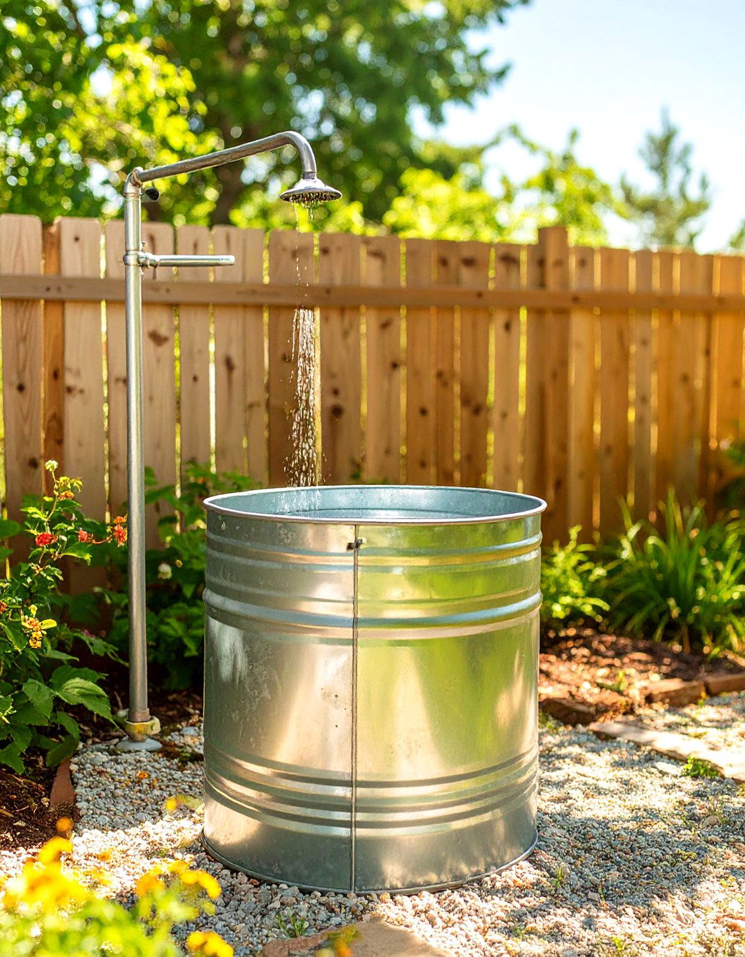 The Galvanized Stock Tank Tub and Shower - 30 backyard outdoor shower ideas