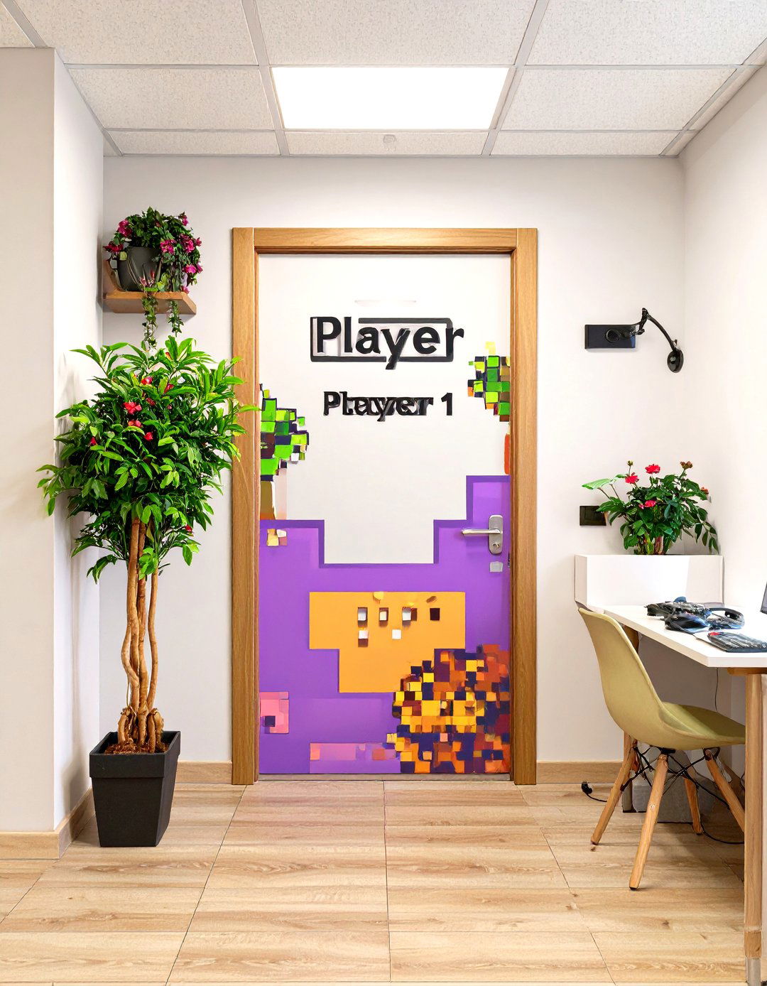 The Gamers Level Up Door - 30 office door  decorating ideas