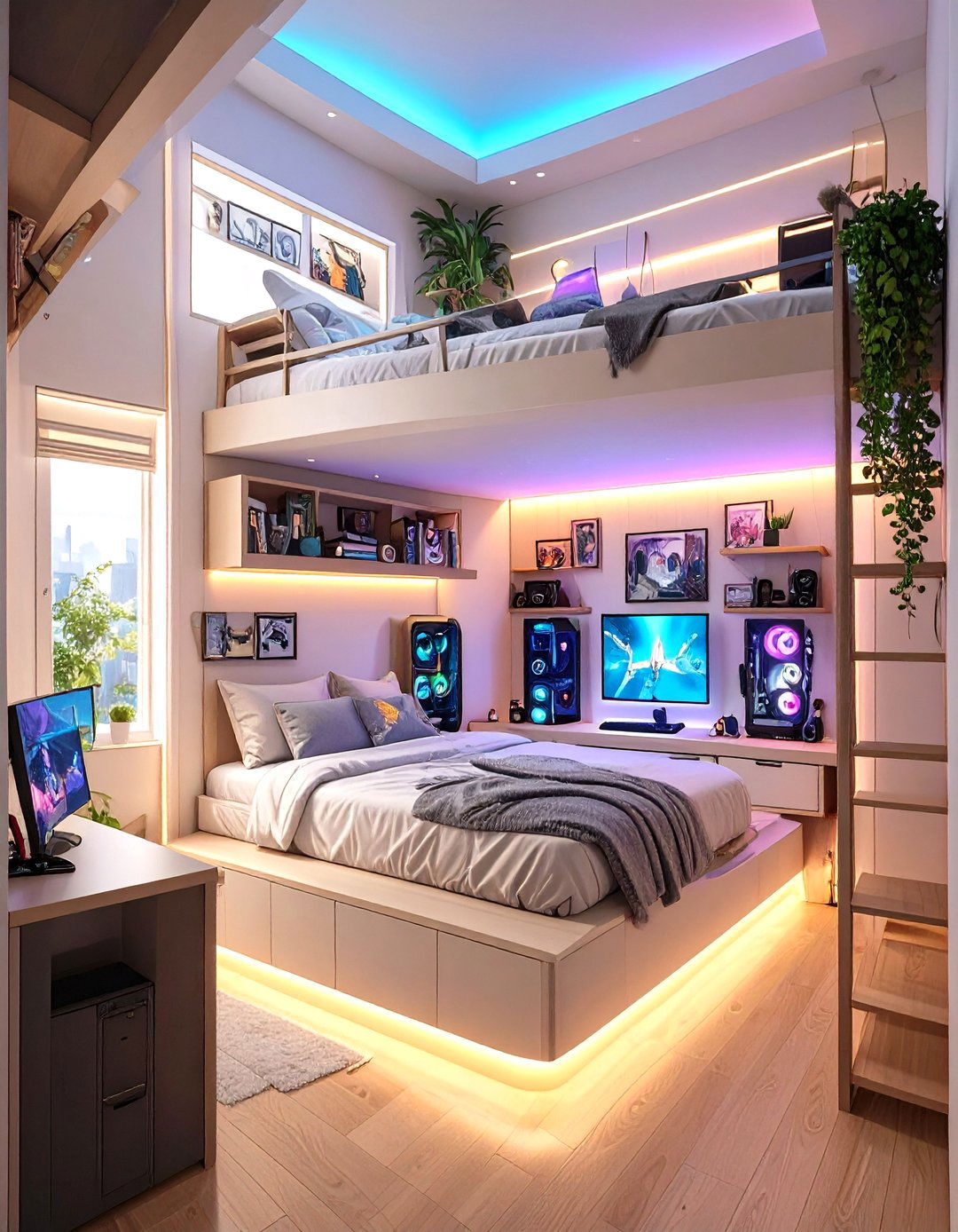 The Gamers Loft Bed Lair - 30 low budget small man cave ideas
