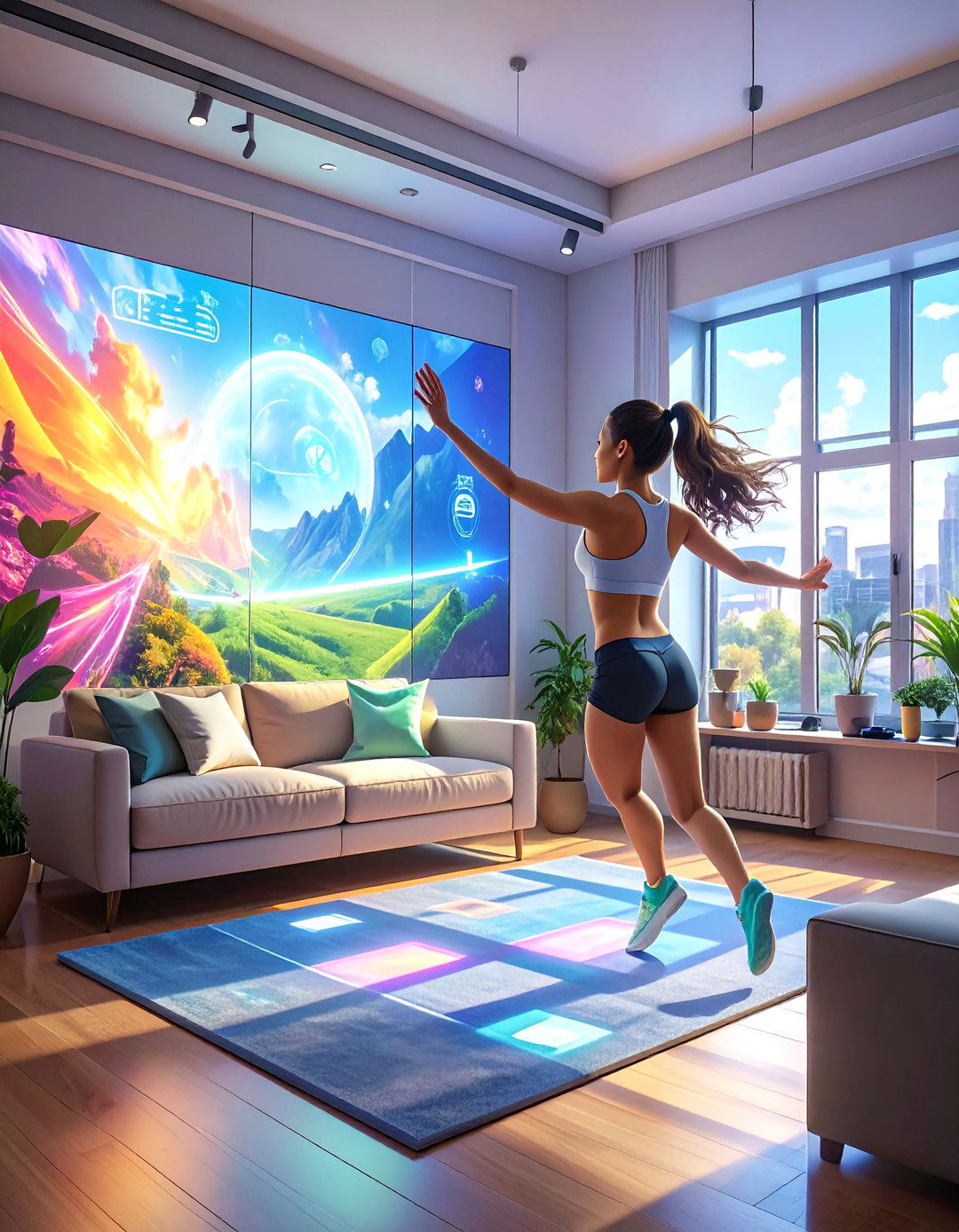 The Gamified Fitness Living Room - 30 ai living room design ideas