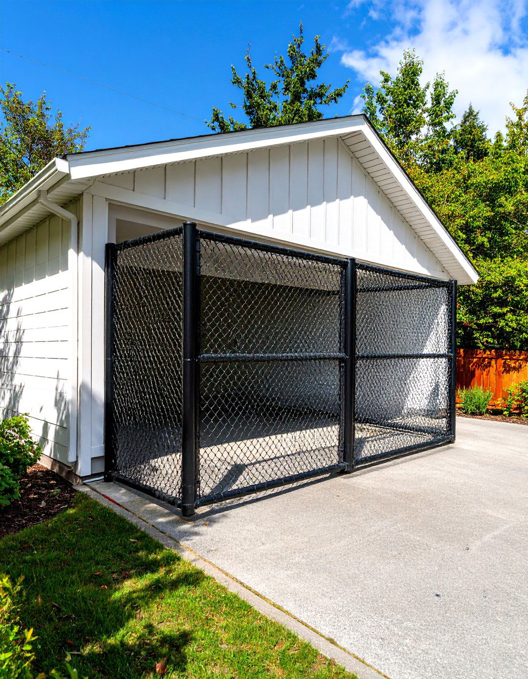 The Garage Attached Batting Cage - 30 backyard batting cage ideas