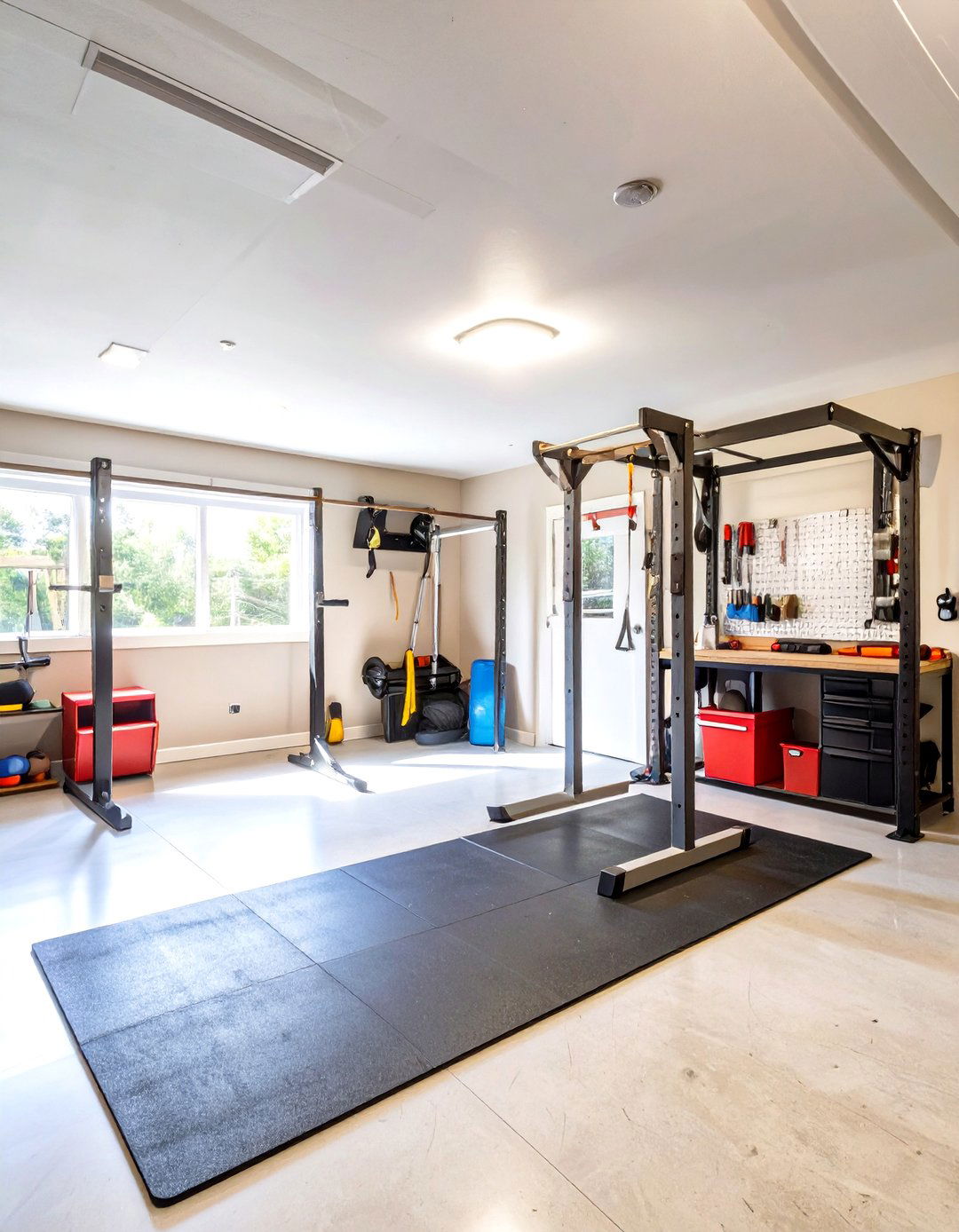 The Garage Gym and Workshop Combo - 30 garage home gym ideas