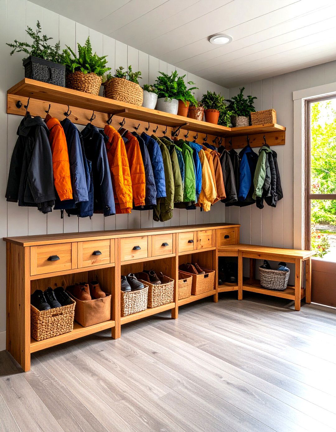 The Garage Mudroom Shelf and Bench - 30 garage shelf ideas