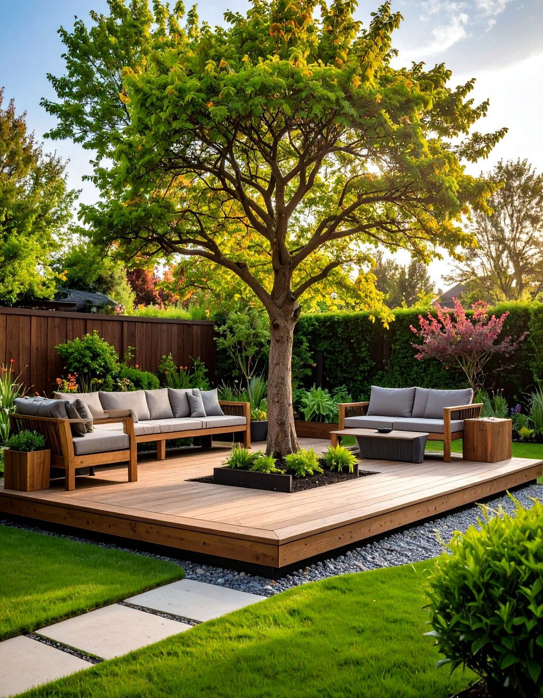 The Garden Integrated Deck Design - 30 design a deck ideas