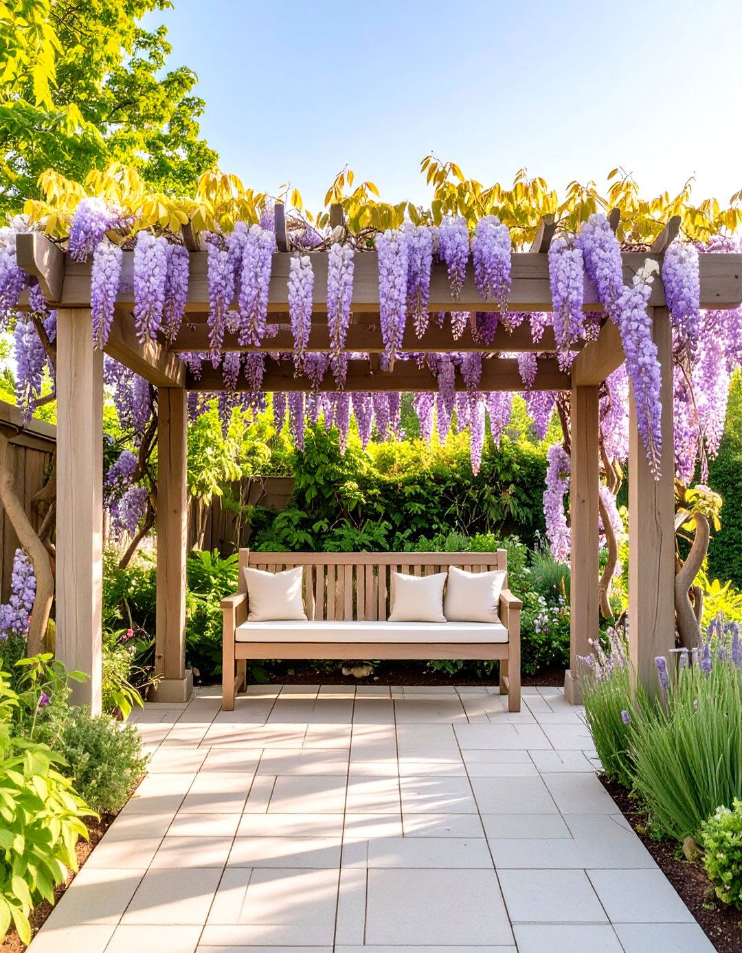 The Garden Integrated Pergola - 30 covered patio backyard patio ideas