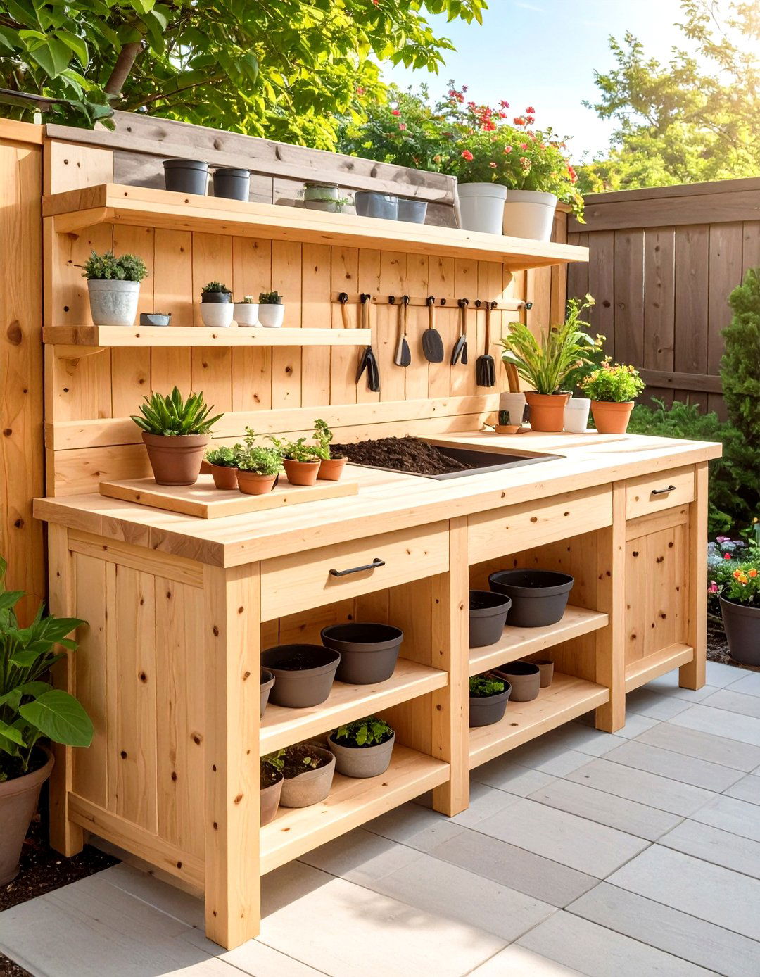 The Gardeners Potting Garage Workbench - 30 garage work bench ideas