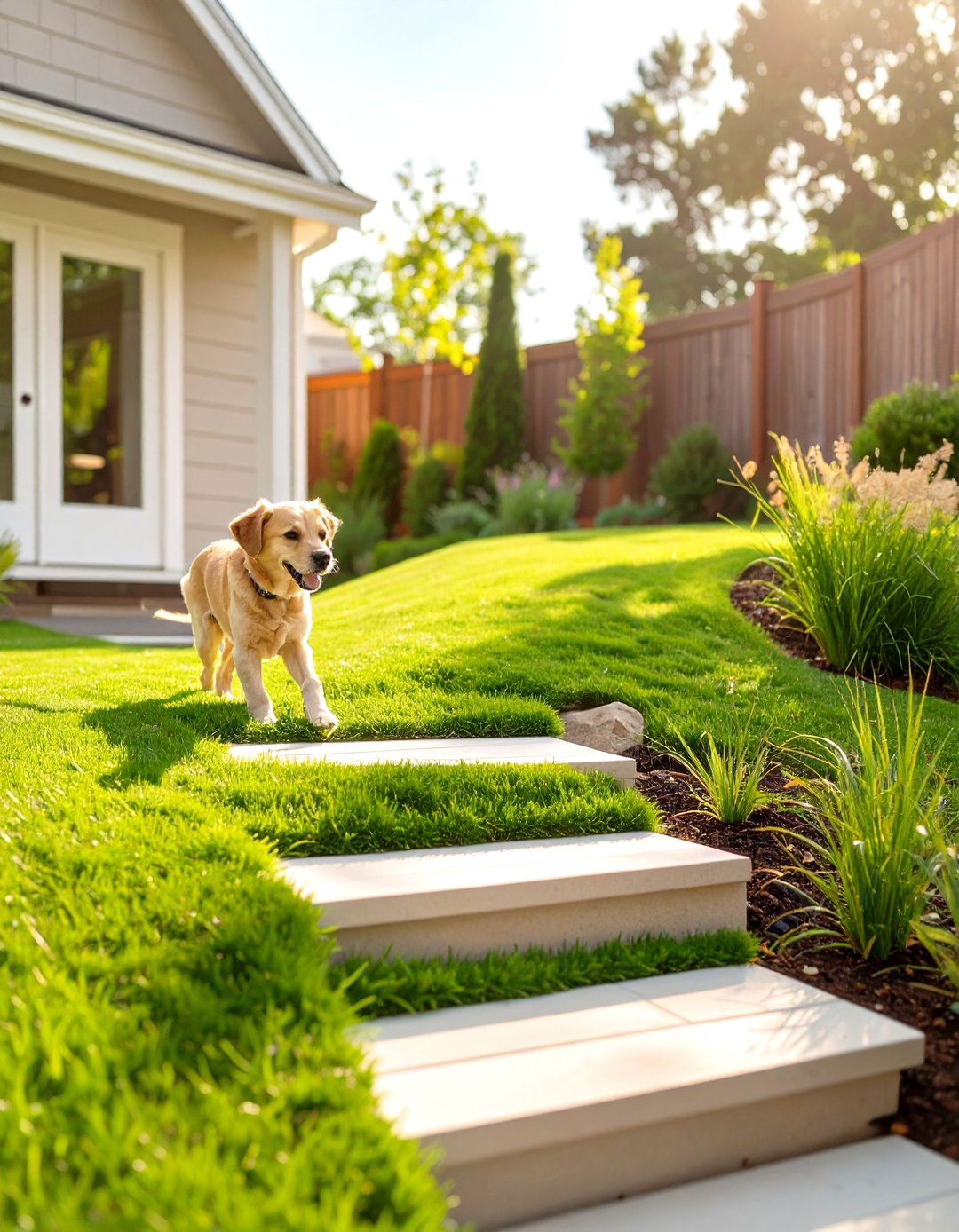 The Gentle Slope for Senior Dogs - 30 dog-friendly backyard ideas on a budget