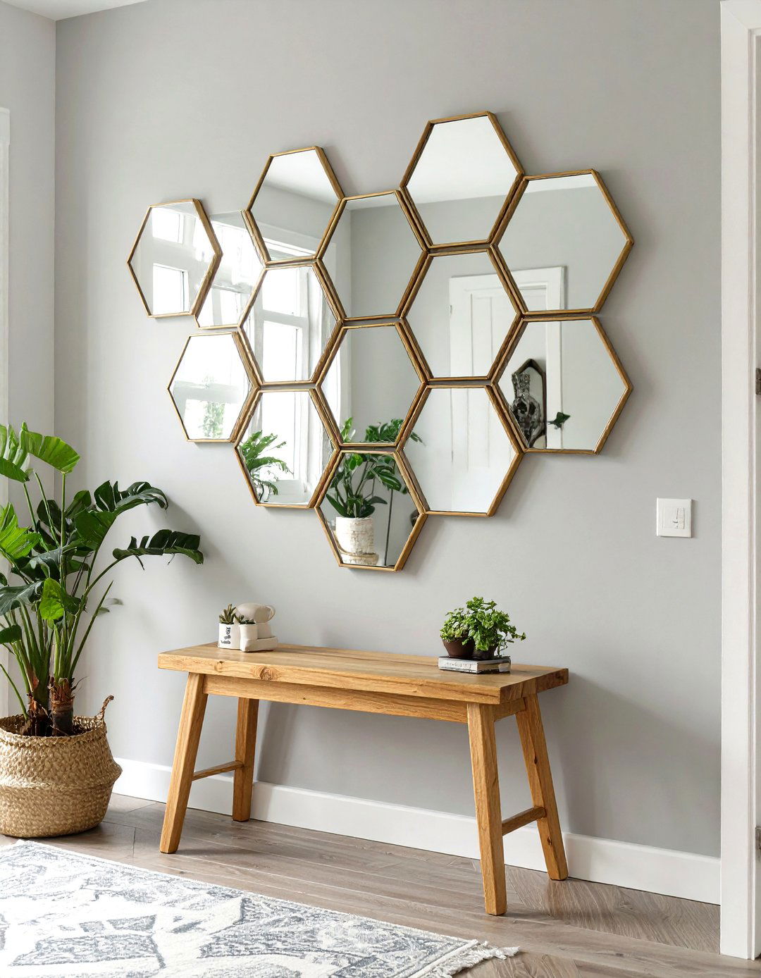 The Geometric Hexagon Entryway Mirror - 30 modern entryway mirror ideas