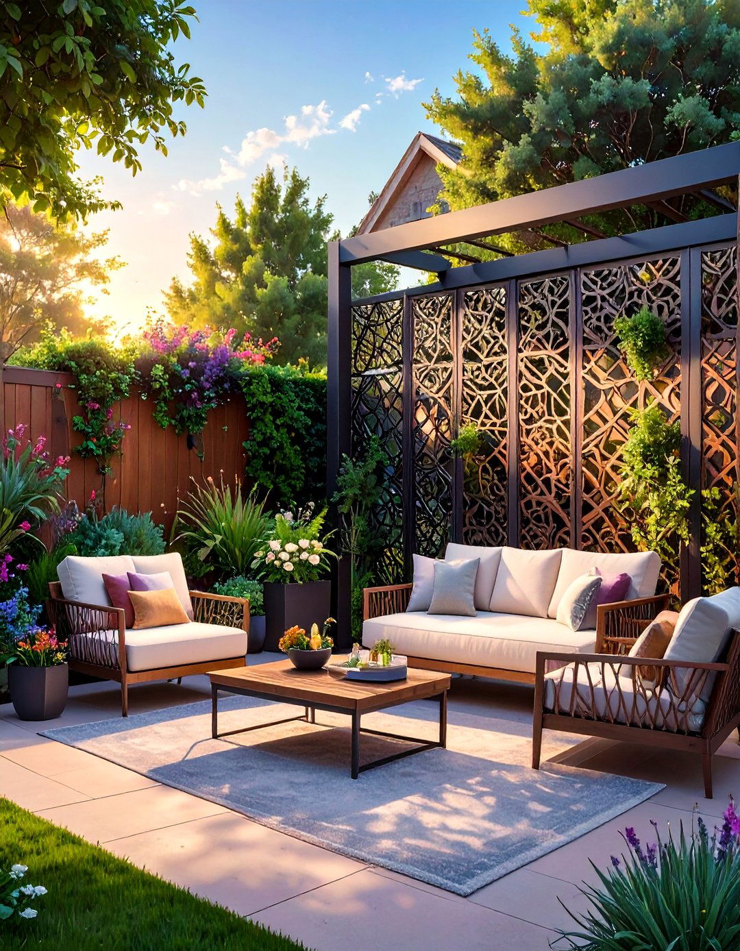 The Geometric Laser Cut Screen - 30 backyard privacy ideas