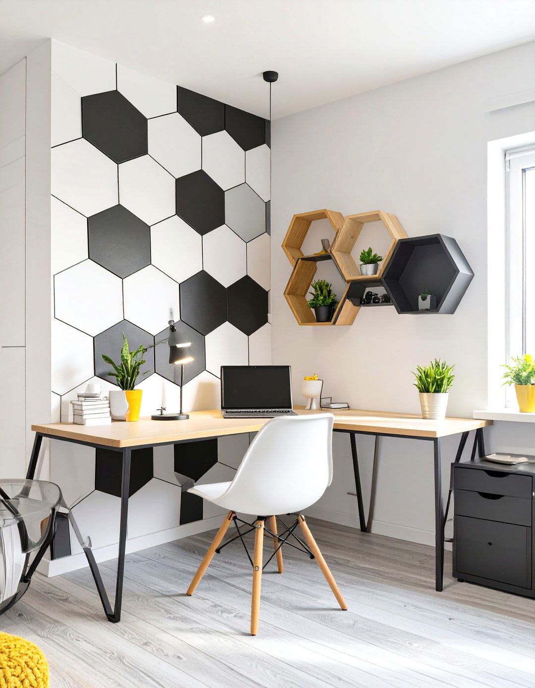 The Geometric Modern Office - 30 creative small office interior design ideas