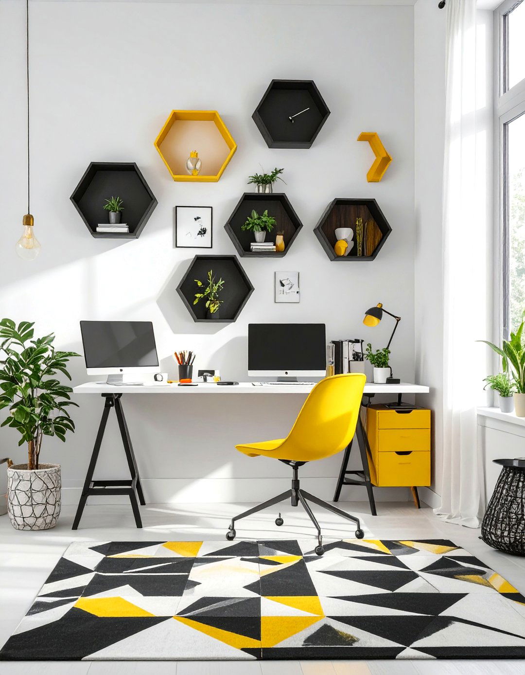 The Geometric Modern Workspace - 30 office decorating ideas for work