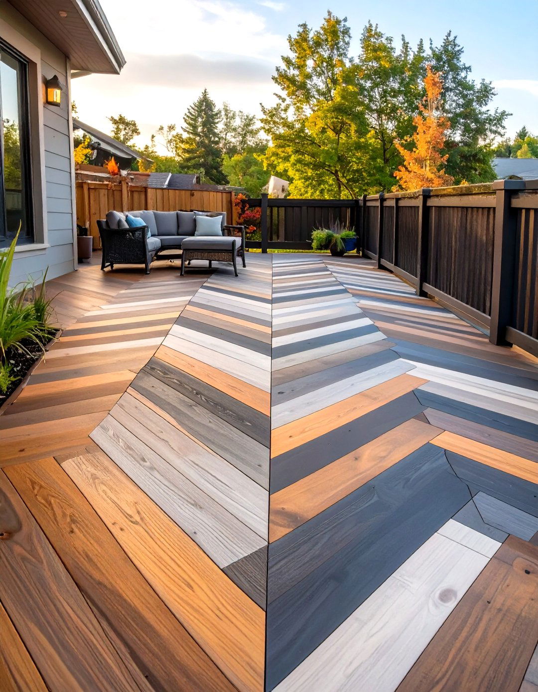 The Geometric Pattern Inlay Deck - 30 free deck design software ideas