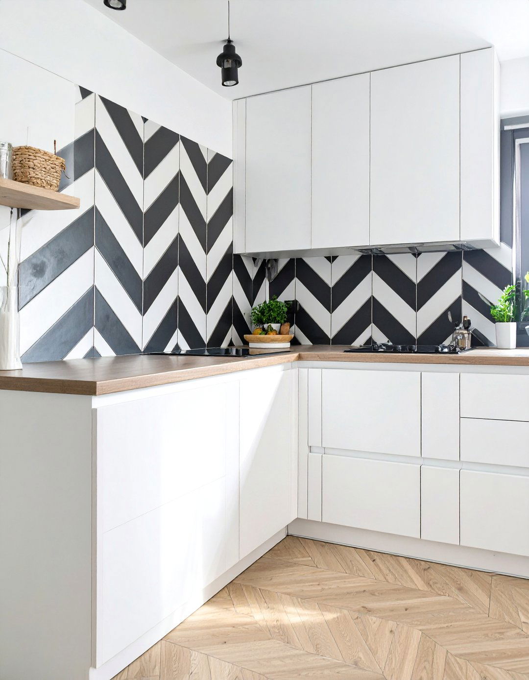 The Geometric Pattern Kitchen - 30 black and white kitchen ideas