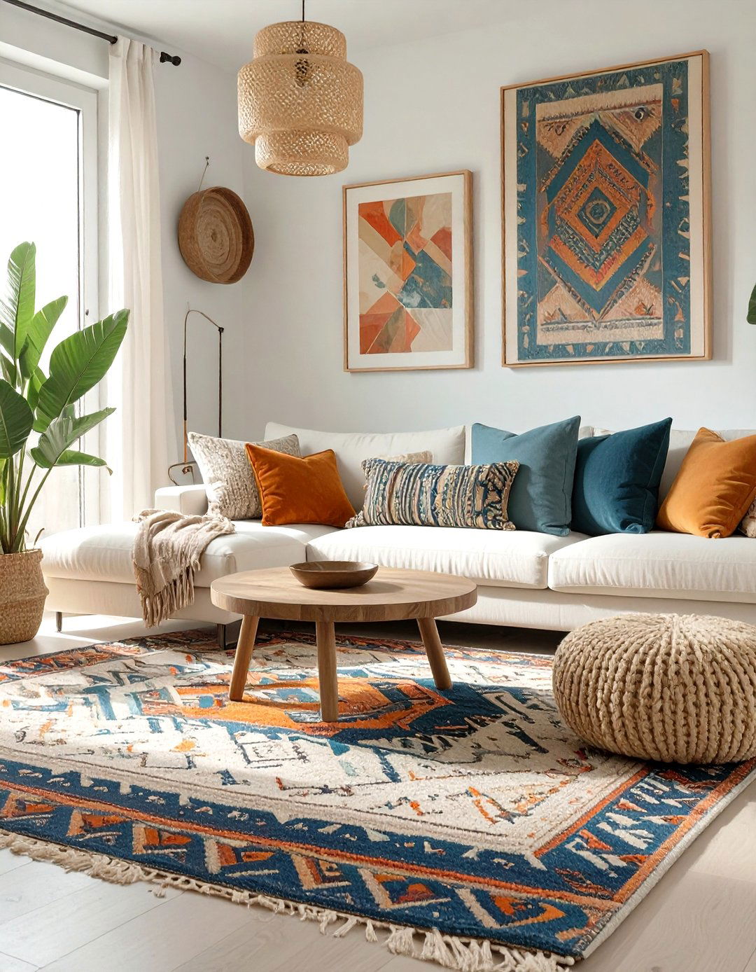 The Geometric Pattern Play Boho Living Room - 30 modern boho living room ideas