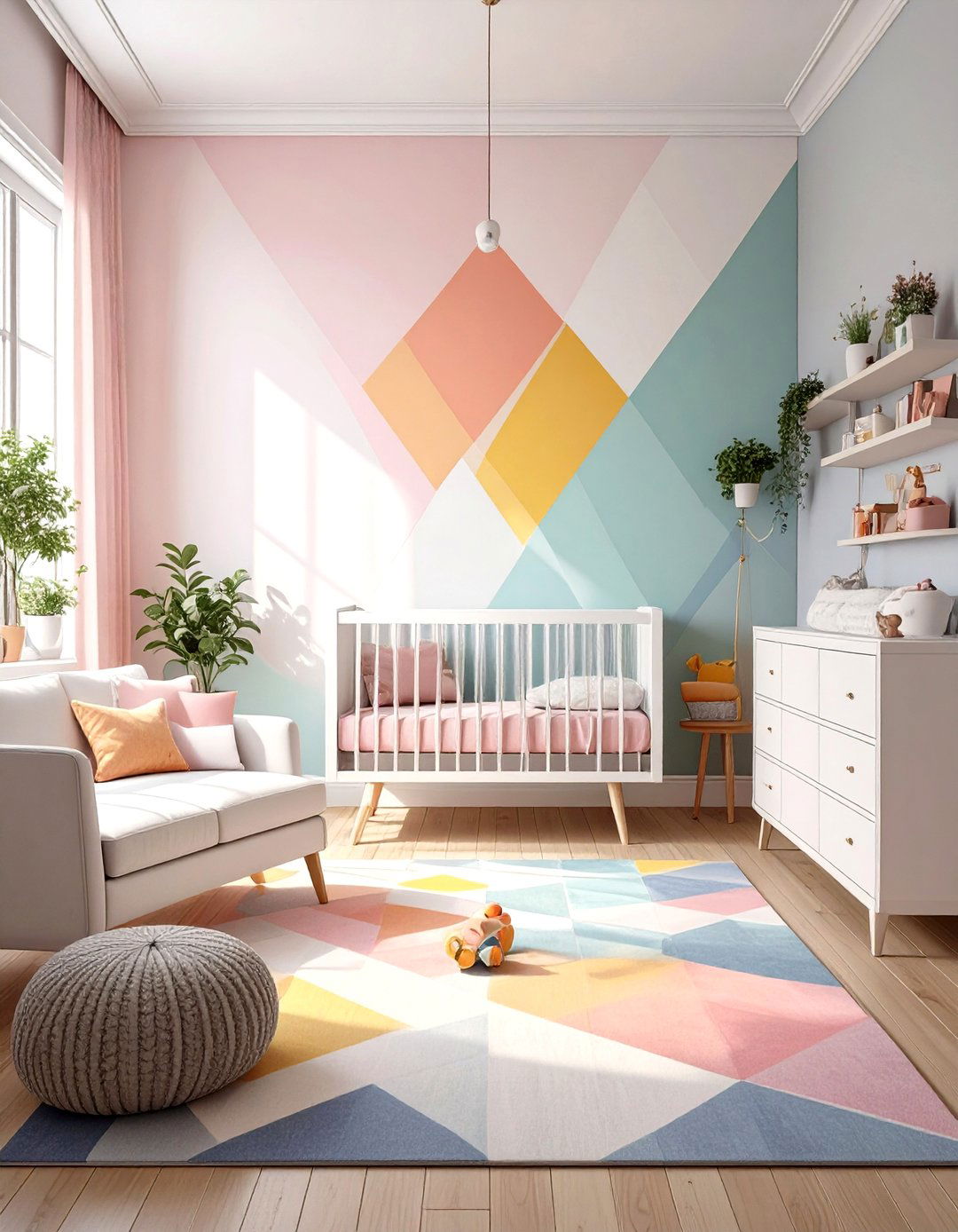 The Geometric Pattern Play Room - 30 modern baby girl room ideas