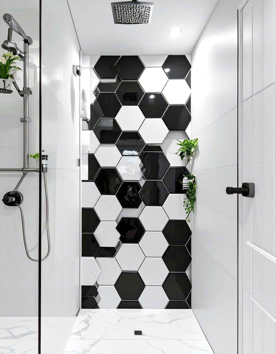 The Geometric Tiled Bathroom Niche - 30 bathroom niche ideas