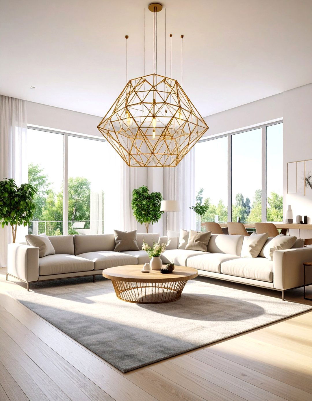 The Geometric Wireframe Chandelier - 30 living room chandelier ideas