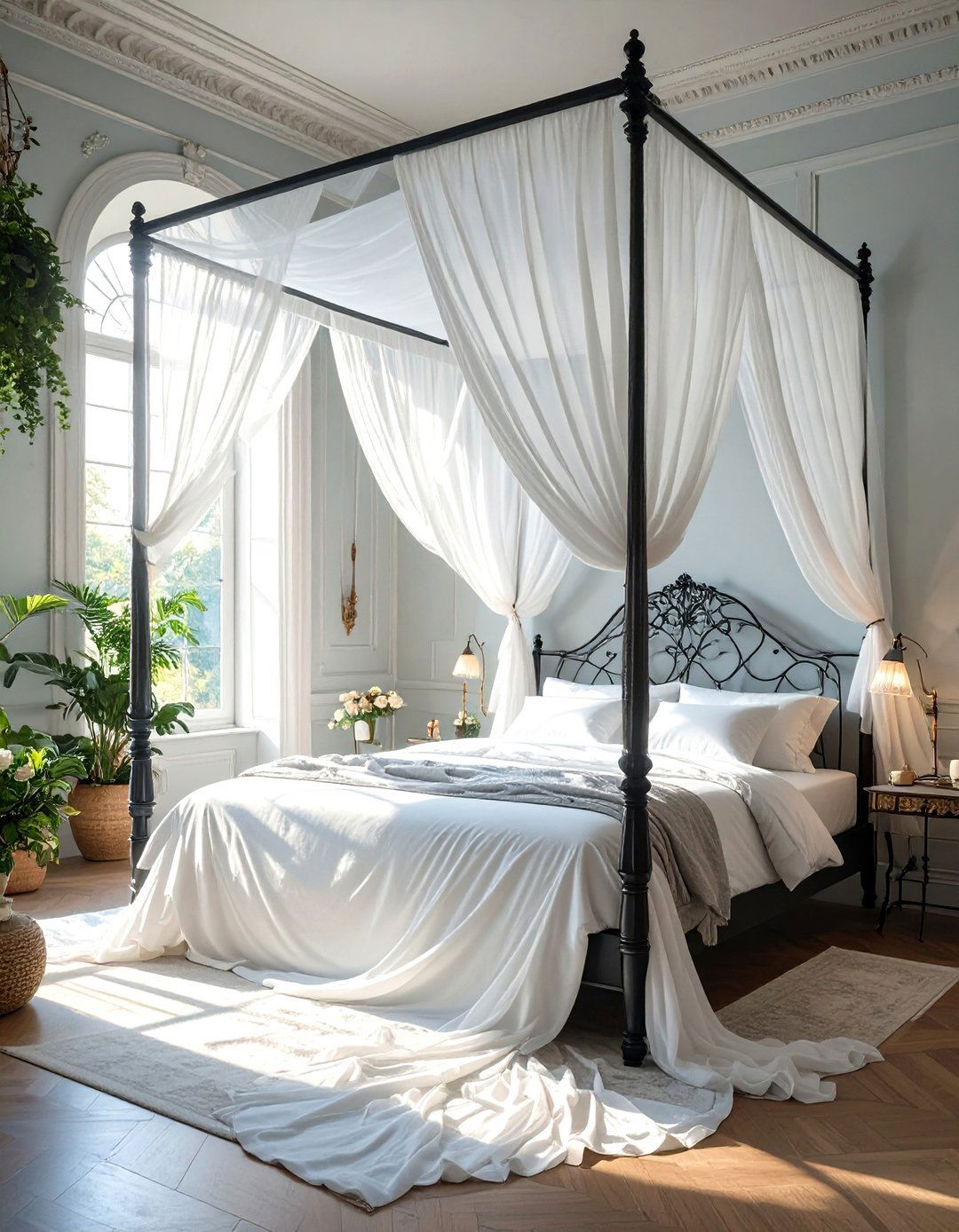 The Ghostly Sheer Canopy Bed - 30 modern gothic interior design ideas