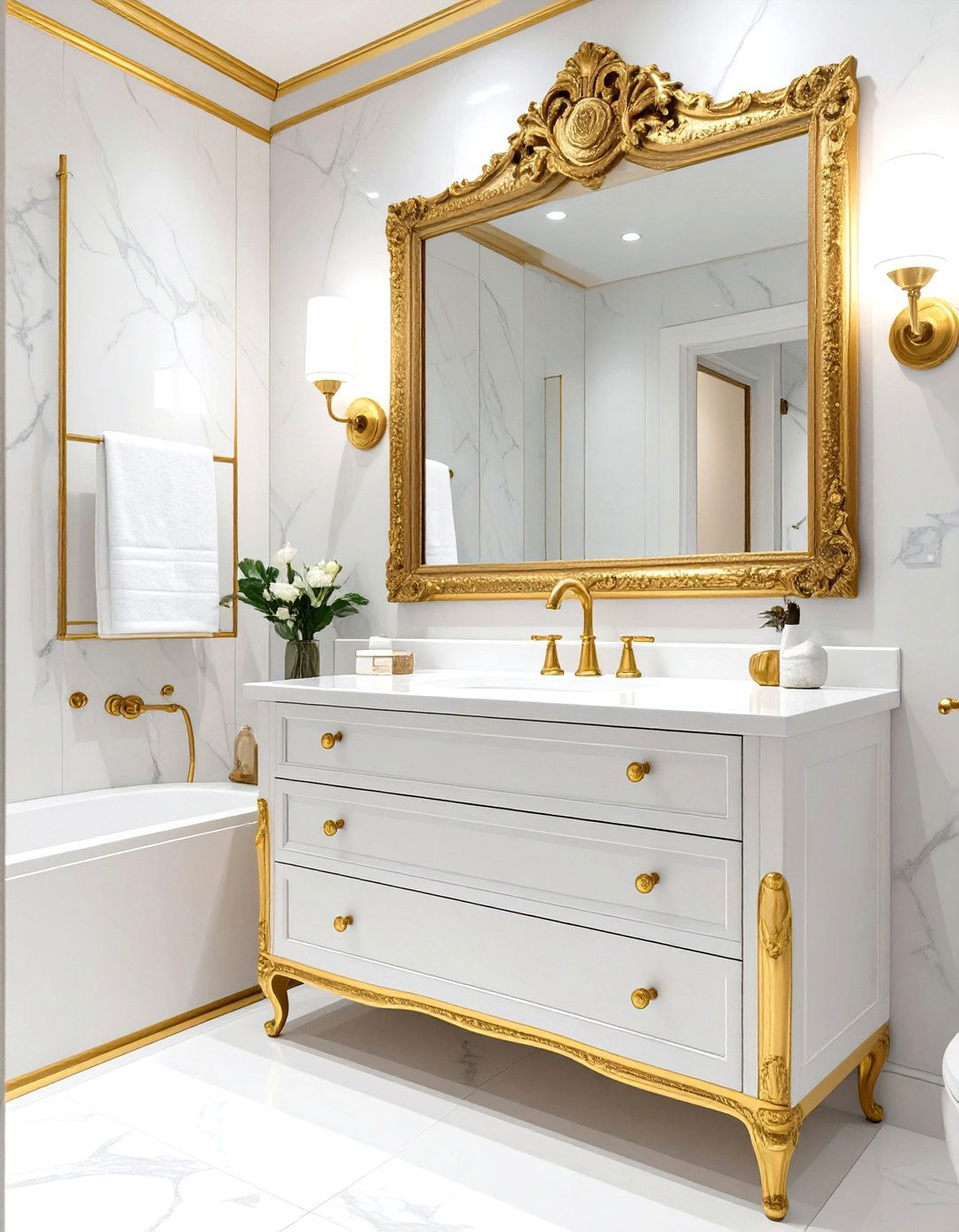 The Gilded Gold and White Bathroom - 30 design my bathroom ideas