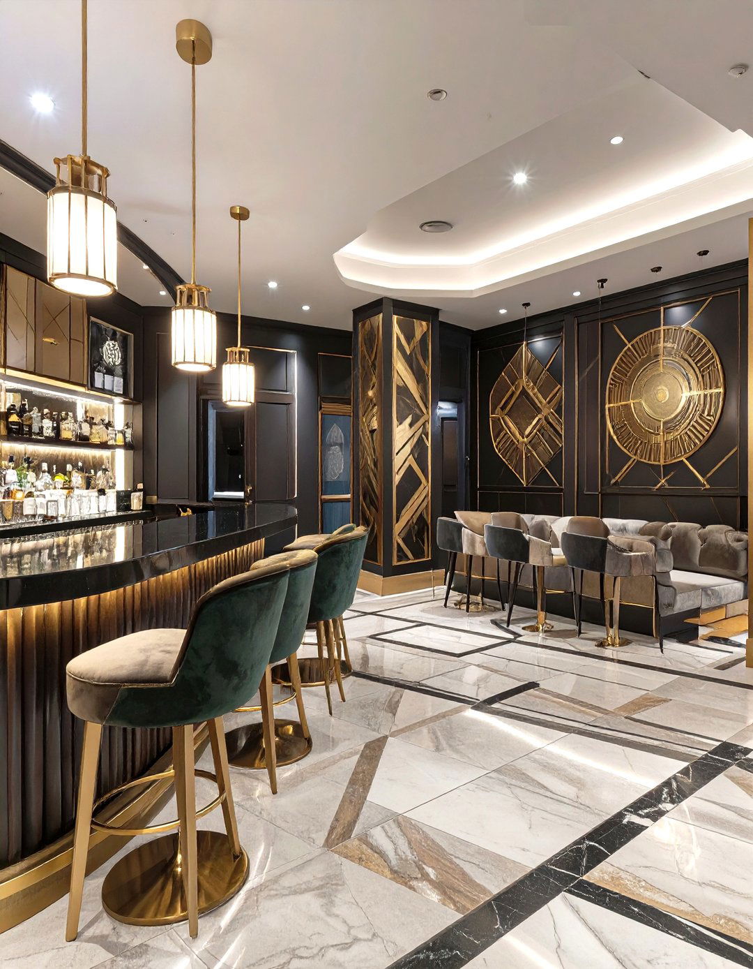 The Glamorous Art Deco Bar - 30 basement finishing ideas