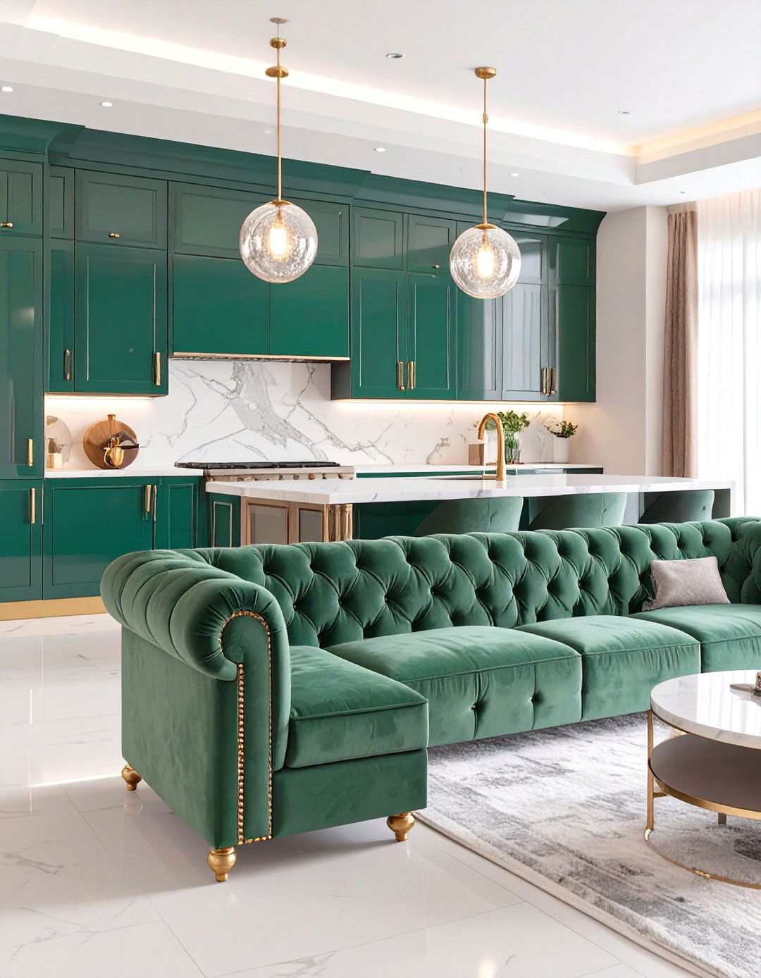 The Glamorous Art Deco Kitchen and Living Room - 30 kitchen and living room ideas