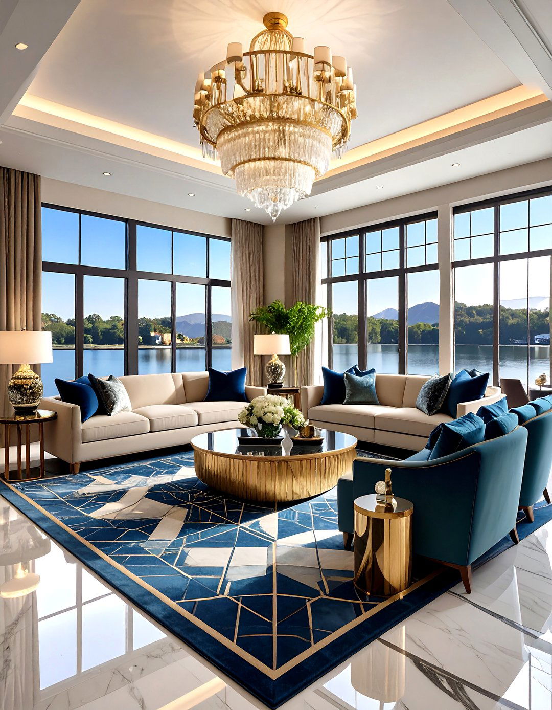 The Glamorous Art Deco Lake House - 30 lake house interior design ideas