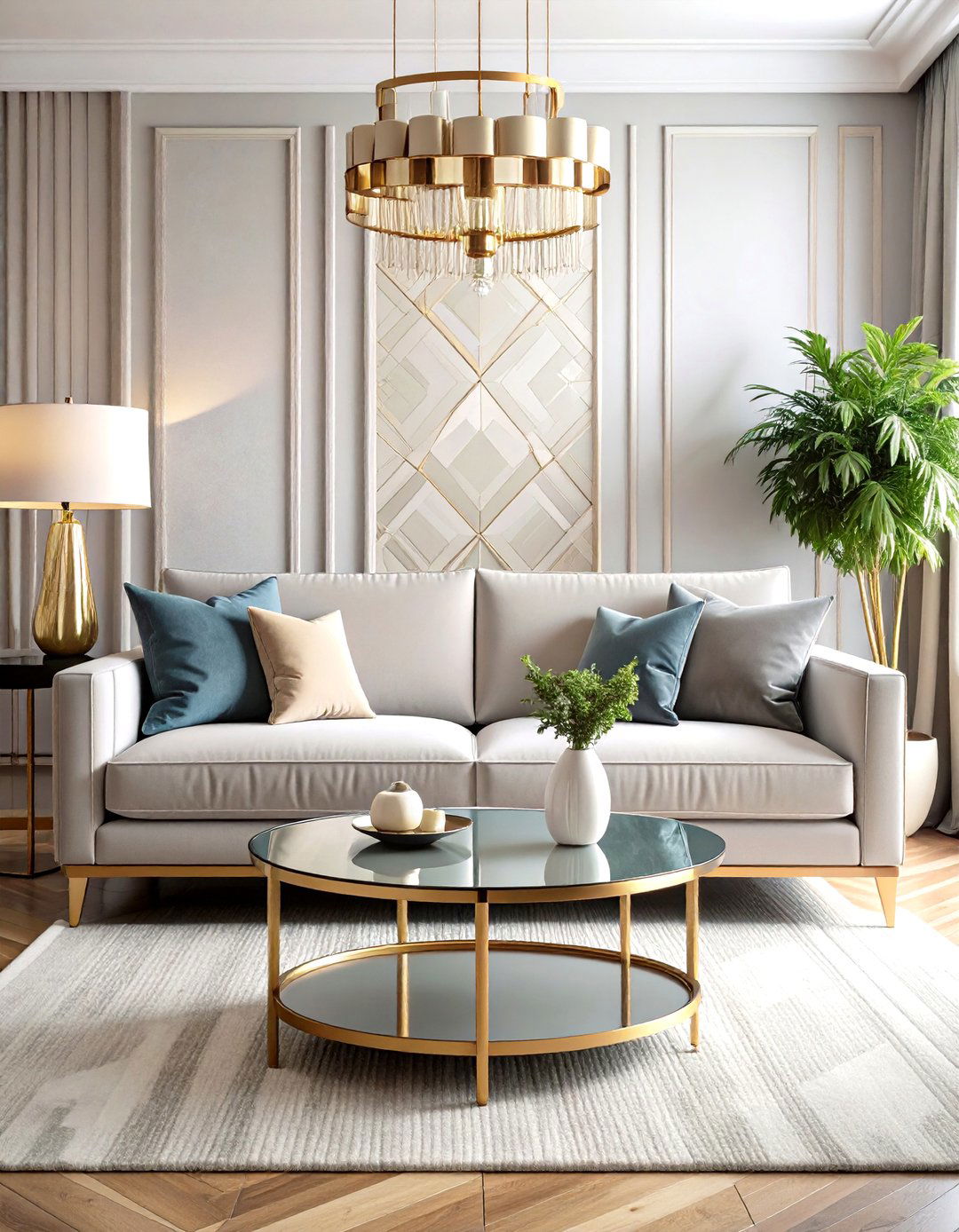 The Glamorous Art Deco Living Room - 30 grey sofa living room ideas