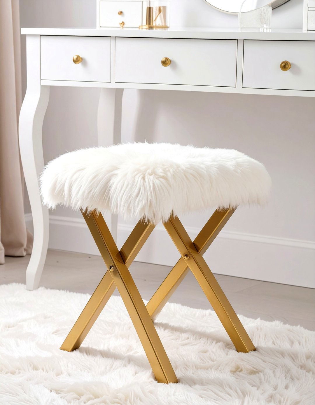 The Glamorous Bedroom Vanity Stool - 30 bedroom seating ideas