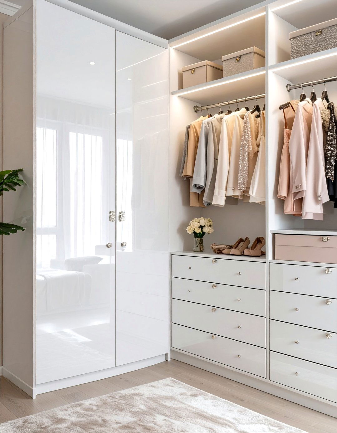 The Glamorous Dressing Room with PAX and Crystal Knobs - 30 ikea closet organizer ideas
