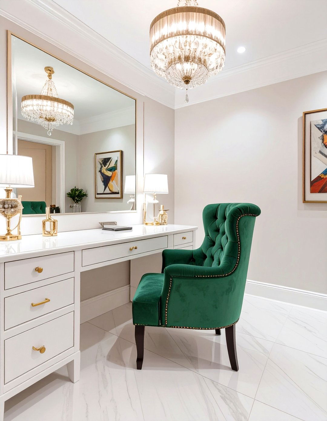 The Glamorous Hollywood Regency Basement Office - 30 basement office ideas