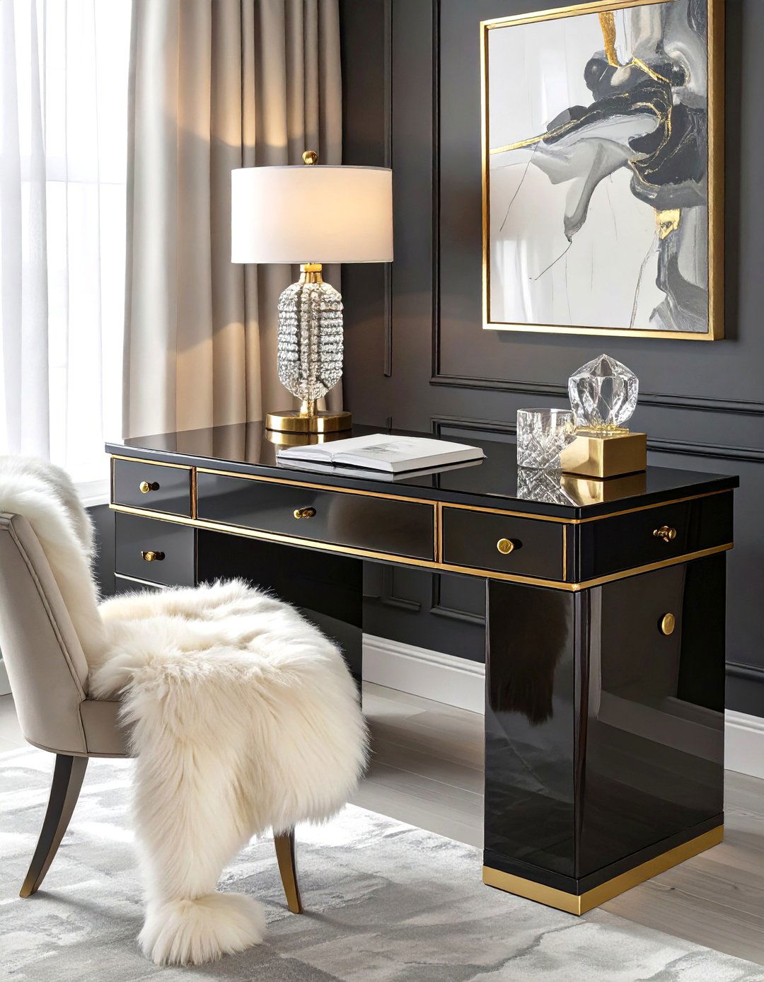 The Glamorous Hollywood Regency Office Desk - 30 office desk decoration ideas