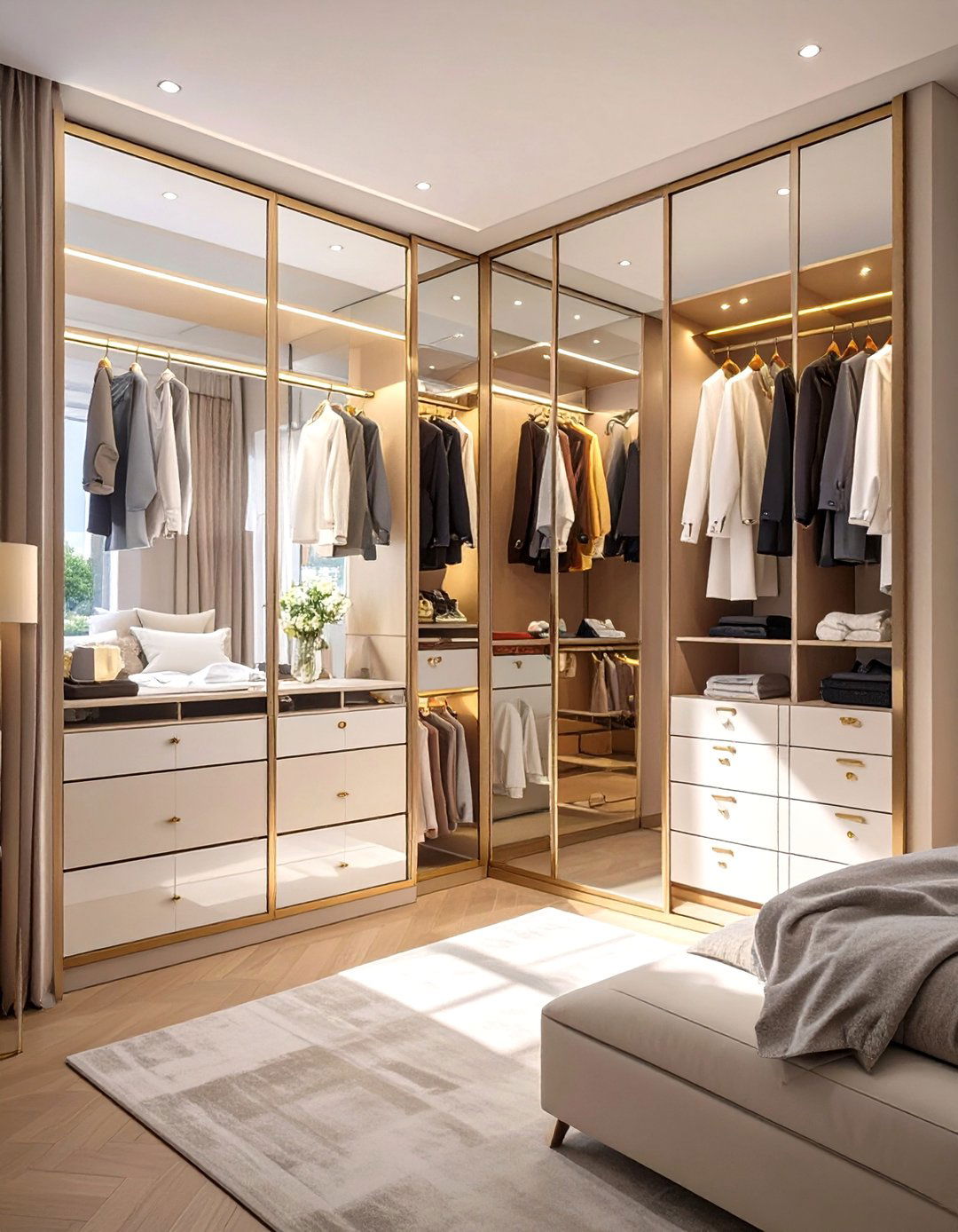 The Glamorous Mirrored Closet System - 30 closet system ideas