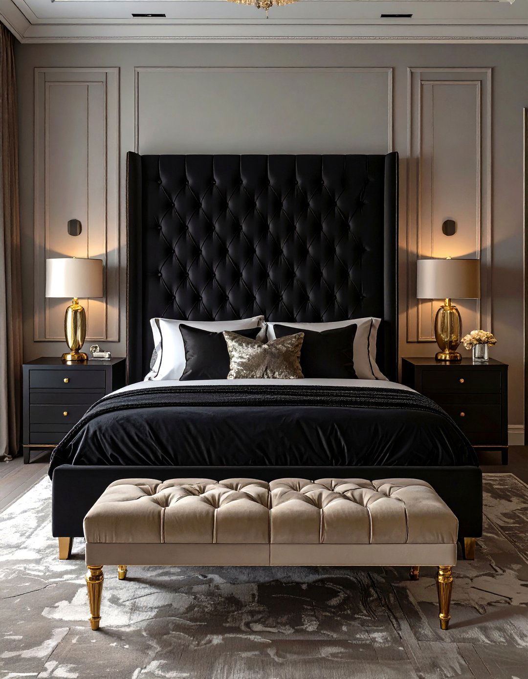 The Glamorous Velvet Bedroom - 30 neutral and black bedroom ideas