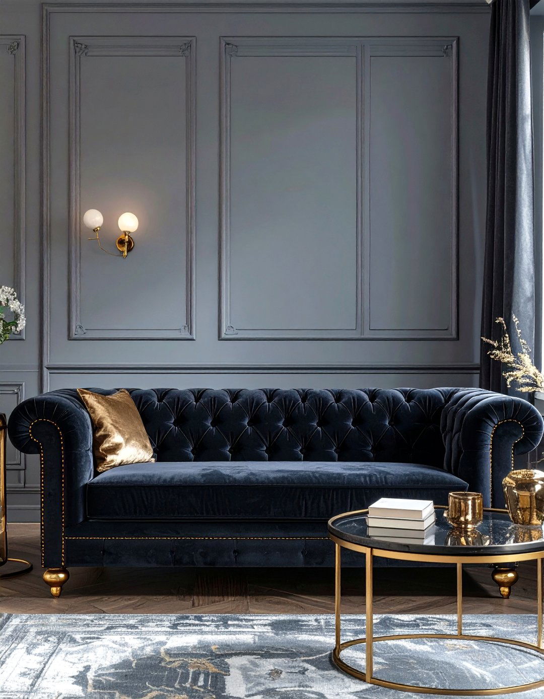The Glamorous Velvet Grey Living Room - 30 cosy grey living room ideas