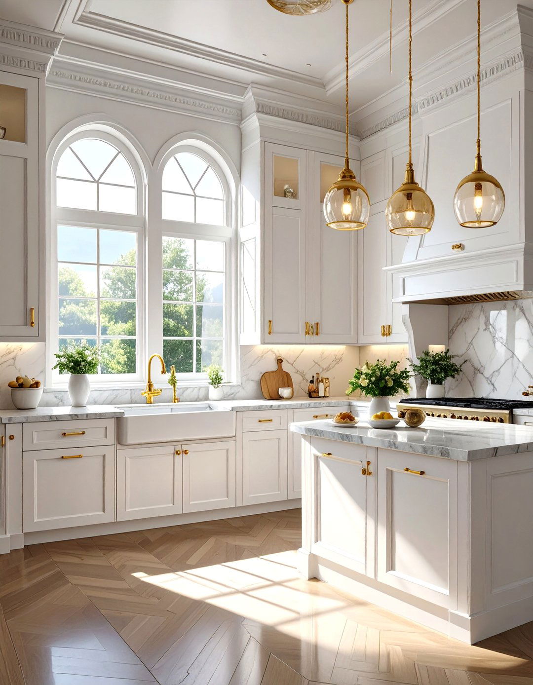 The Glamorous White and Gold Kitchen - 30 all white kitchen ideas