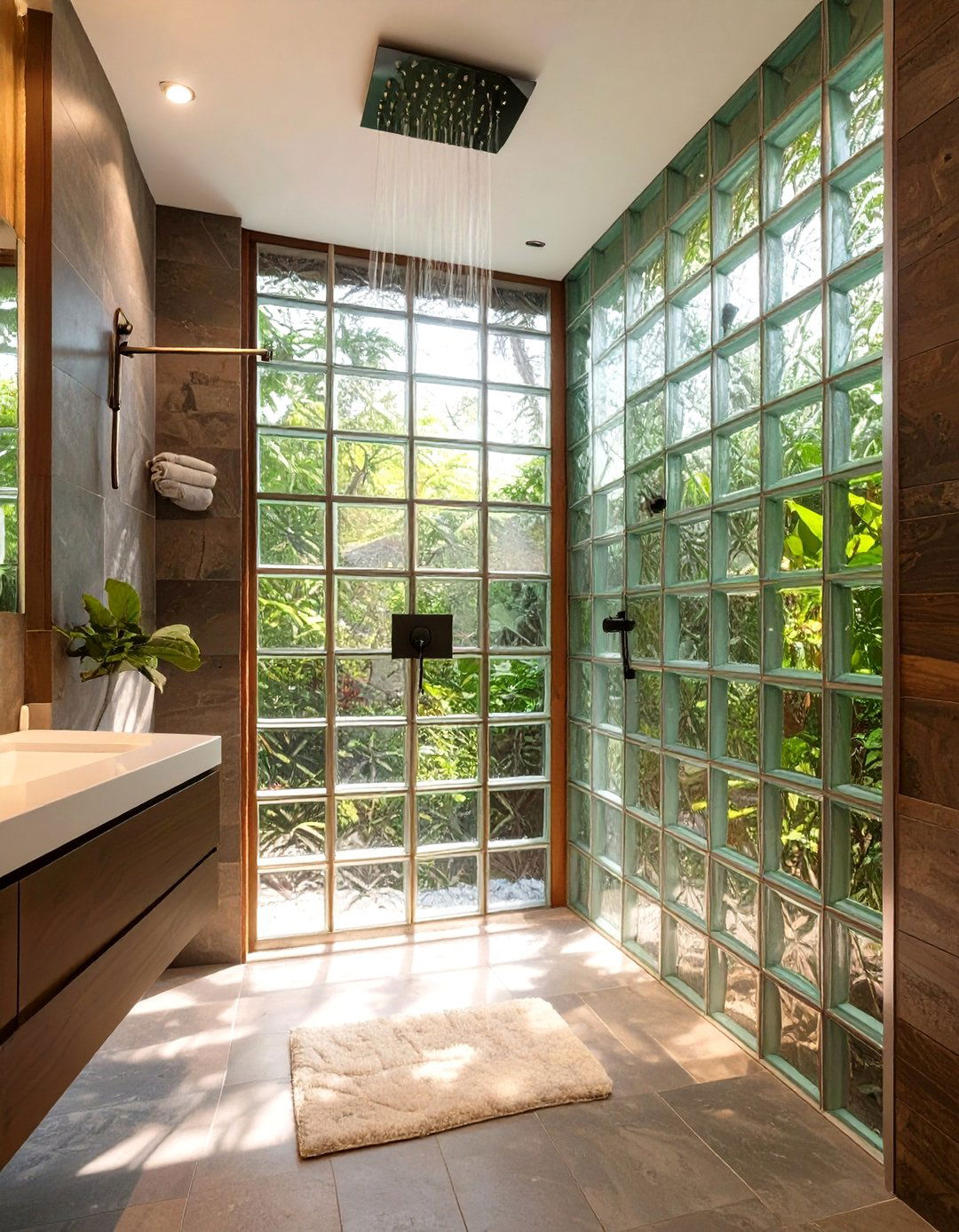 The Glass Block Feature Wall - 30 bathroom window ideas