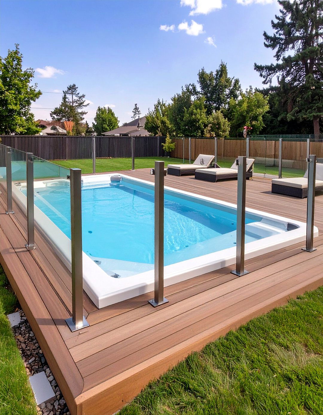 The Glass Fenced Swim Spa Deck - 30 above ground swim spa landscaping ideas