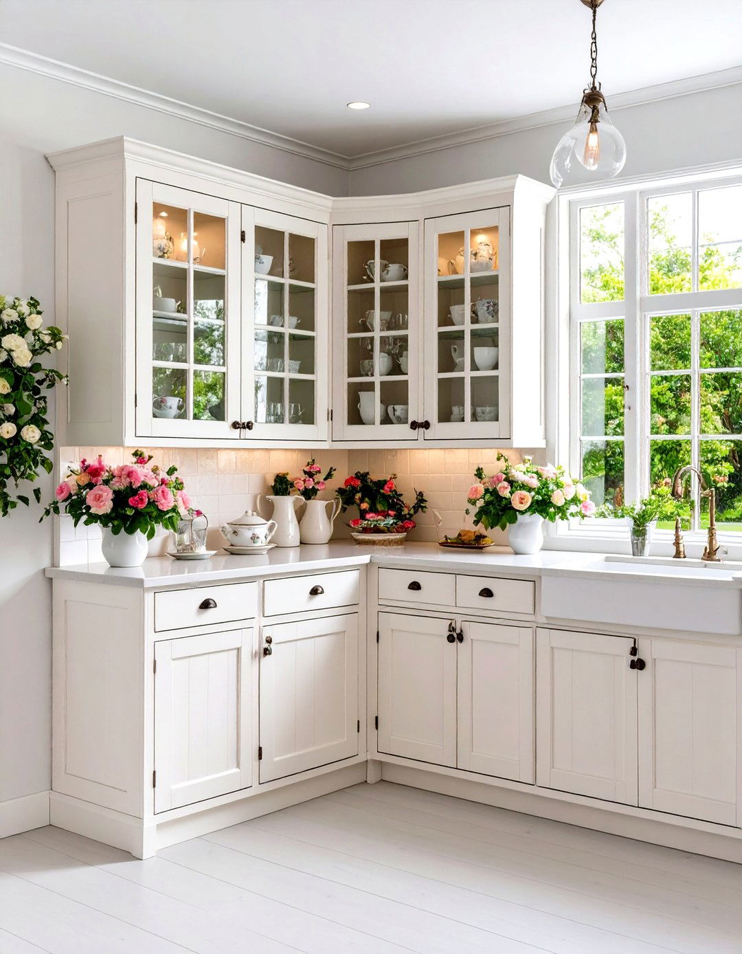 The Glass Front Corner Display Cabinet - 30 kitchen corner cabinet ideas