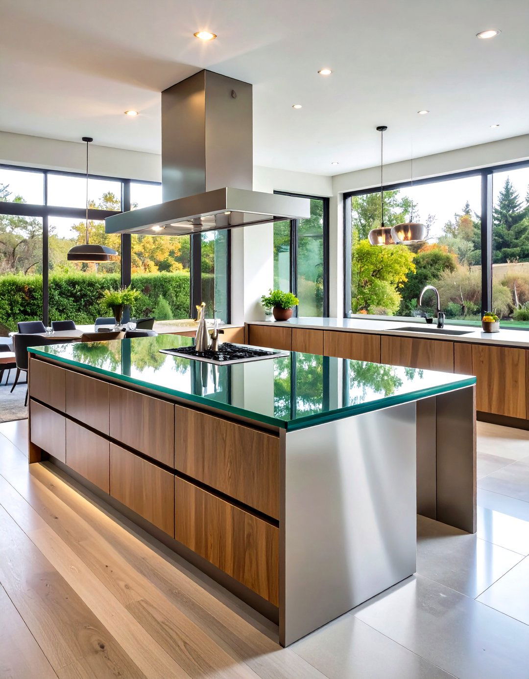 The Glass Top Kitchen Island - 30 kitchen layout ideas with island
