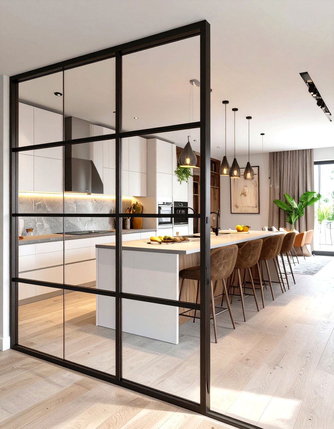 The Glass Wall Divider Kitchen - 30 open kitchen ideas