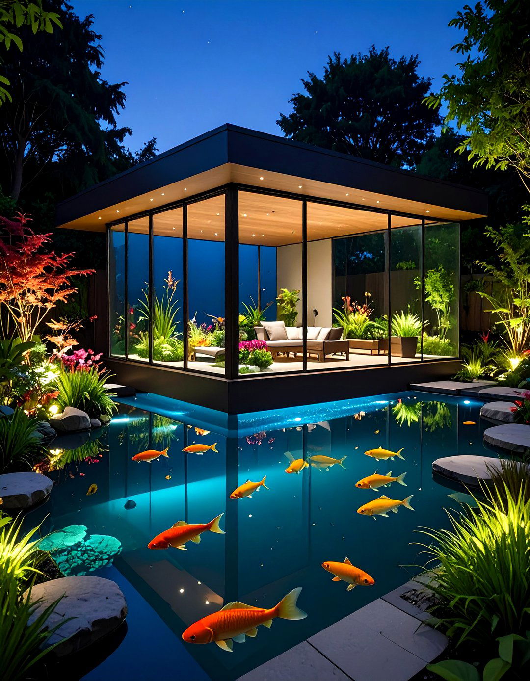 The Glass Walled Garden Pond - 30 garden pond ideas