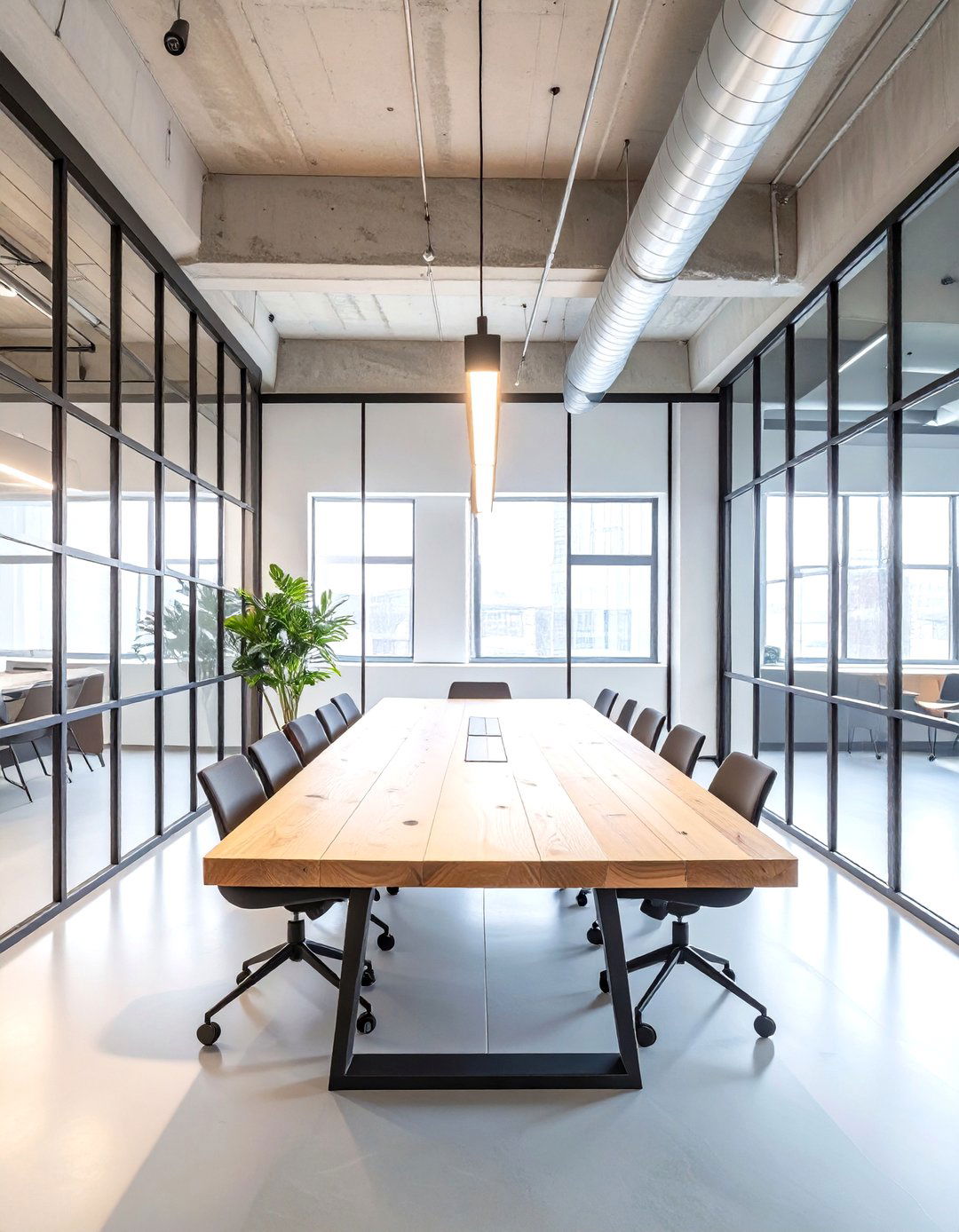 The Glass Walled Industrial Meeting Room - 30 modern industrial interior design ideas