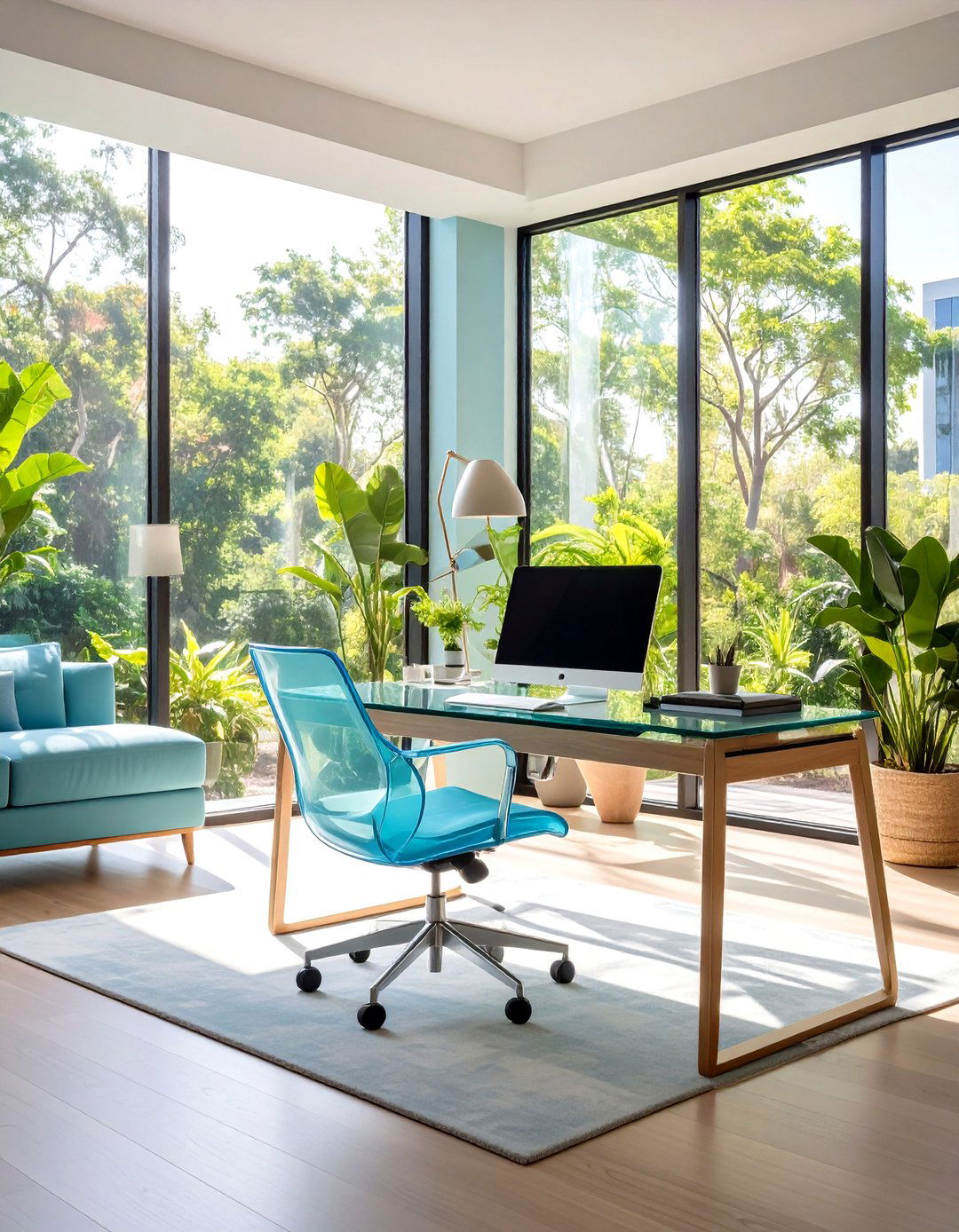 The Glass and Acrylic Transparency Living Room Office - 30 living room office ideas